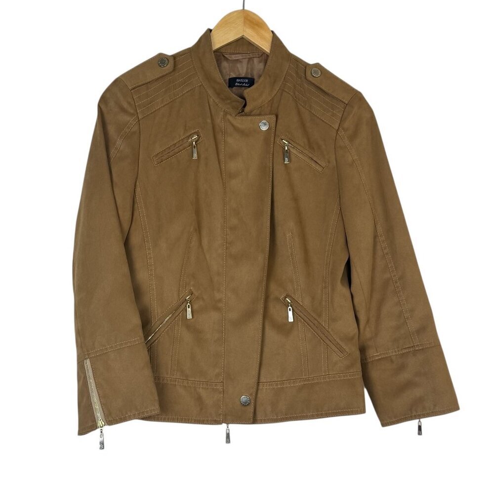 Basler Black Label Tan Moto Jacket Size 34 (US 4) Camel Gold Casual Zipper